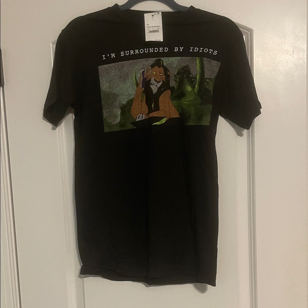 Disney Black T-Shirt with Lion Scar Character Print Small